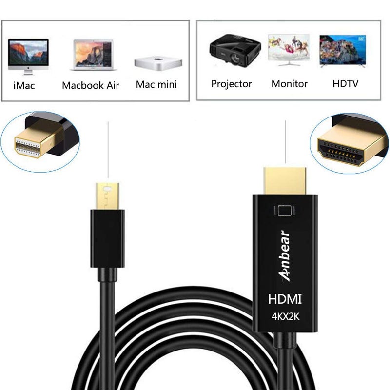 Anbear Mini DisplayPort to HDMI Cable 4k, Thunderbolt to HDMI Cable 6 Feet Up to 4K@30HZ - Image 3